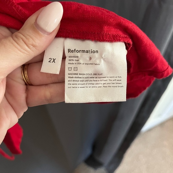 Reformation red linen wrap mini dress - Picture 5 of 6